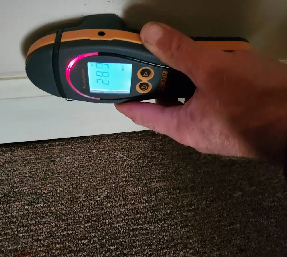 Moisture detection at baseboard during Sewage Cleanup & Sanitation in Withamsville